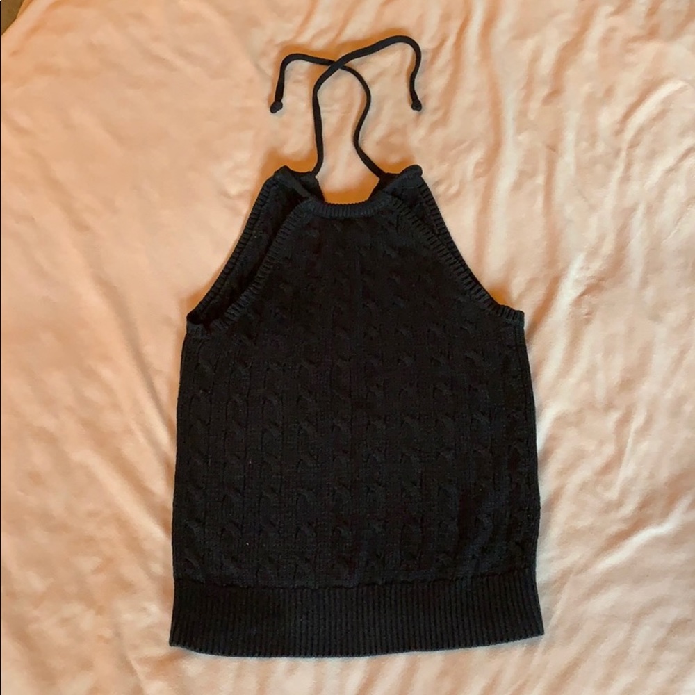 Ralph Lauren Black cable knit halter top M